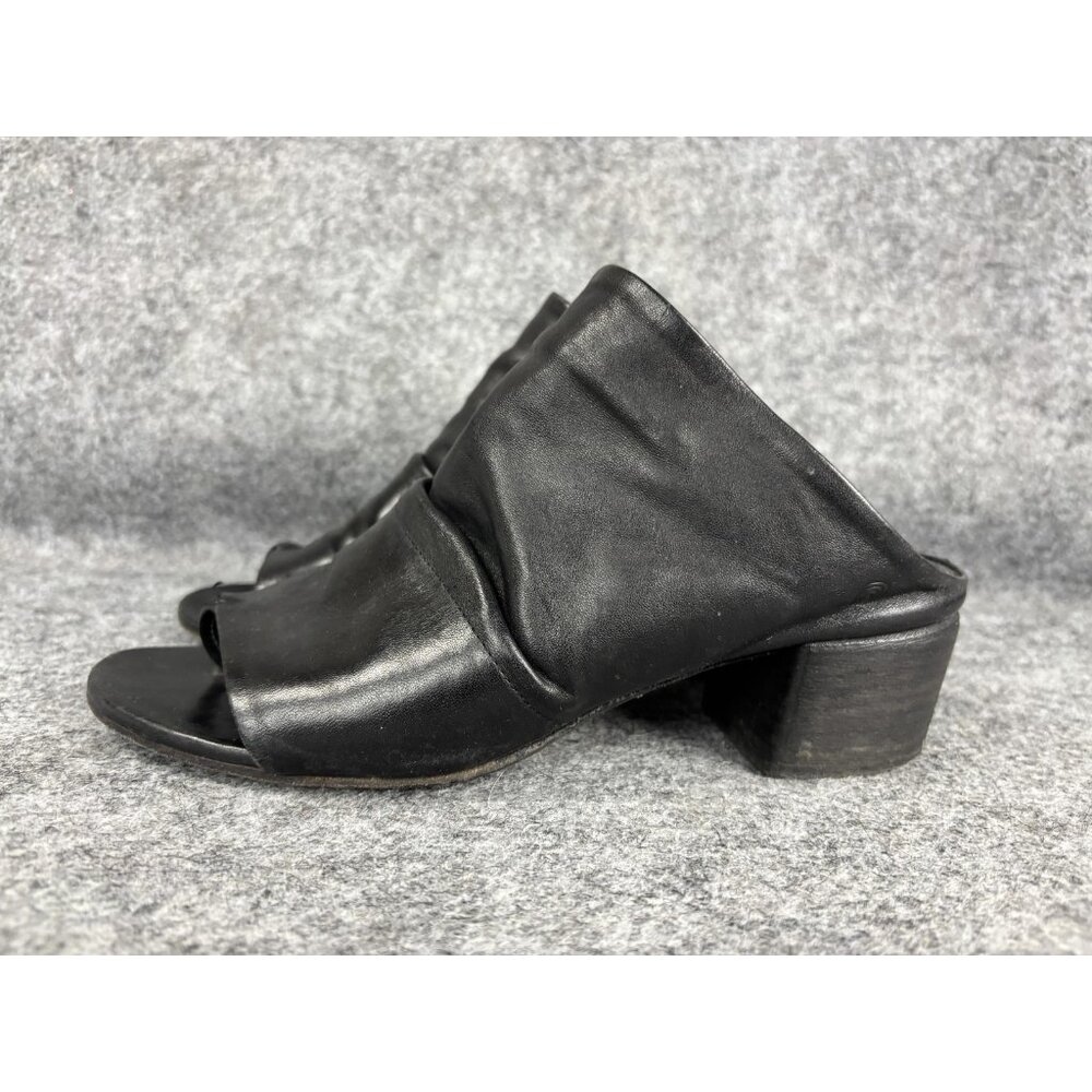 Marsèll Sandals Shoes Womens Size 6.5 Black Leather Thong Block‎ Heel Made Italy